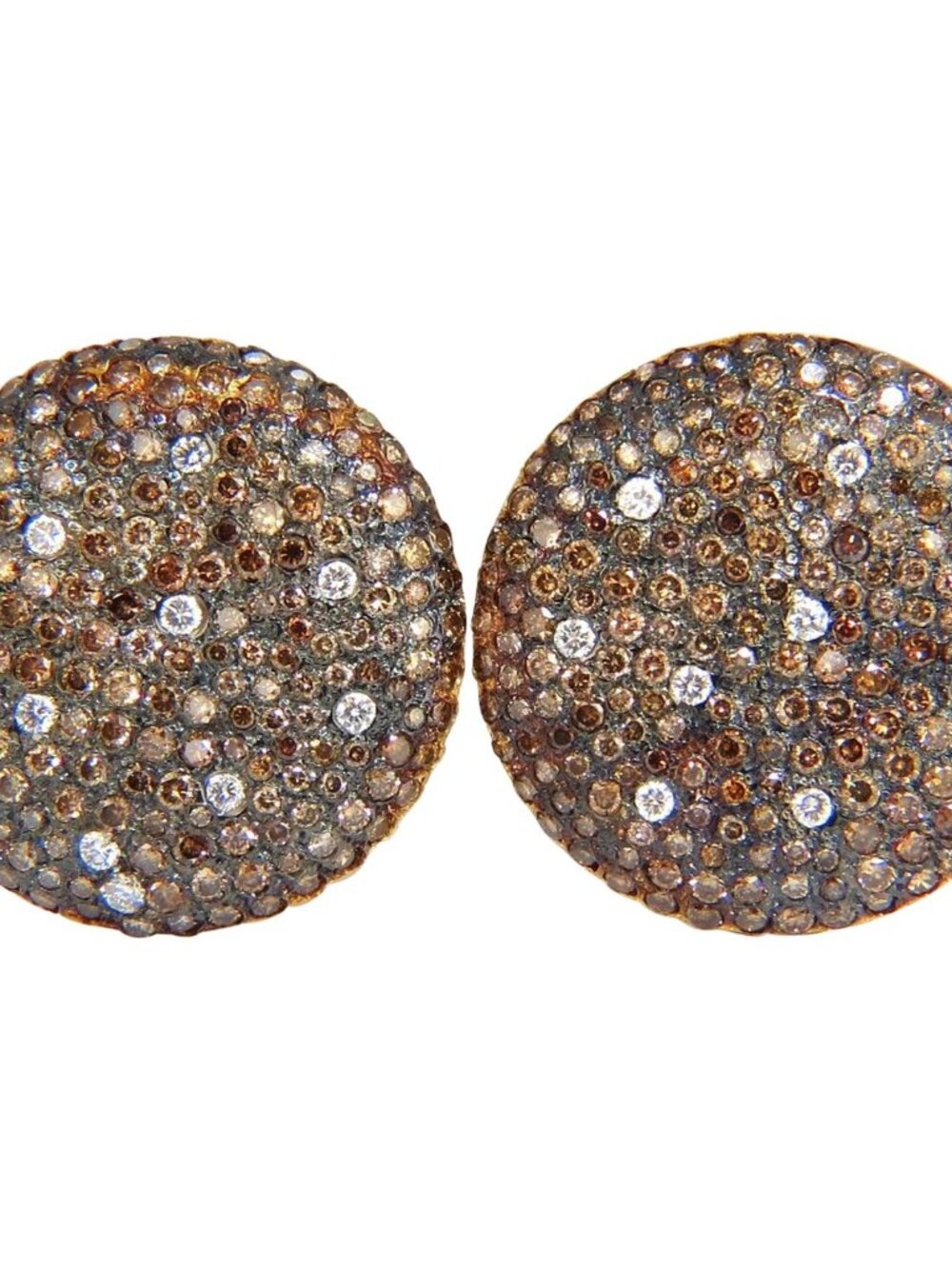6.00ct natural fancy color diamonds bead set earrings 18kt*